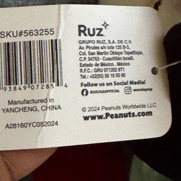 Peanuts Snoopy Pickleball Plush Toy with Red and White Outfit - Picture 3 of 3